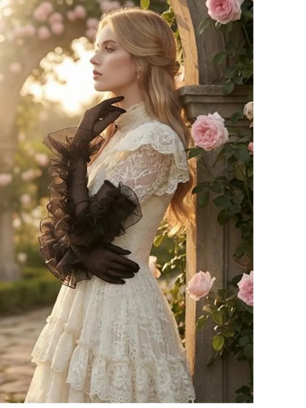 Women's Long Puffy Oversize Ruffle Gloves